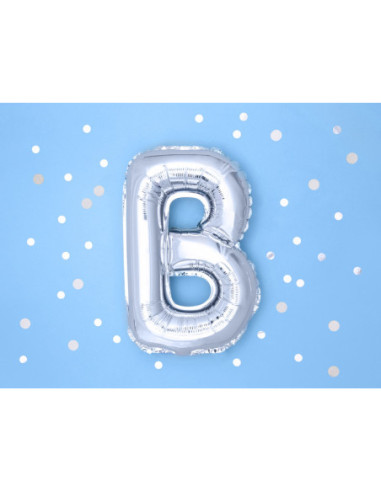 Balon foliowy Litera ''B'', 35cm, srebrny