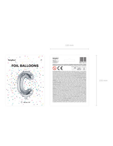 Balon foliowy Litera ''C'', 35cm, srebrny