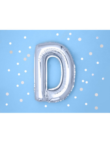 Balon foliowy Litera ''D'', 35cm, srebrny