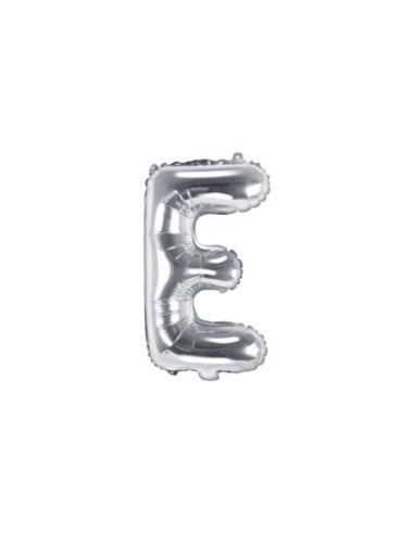 Balon foliowy Litera ''E'', 35cm, srebrny
