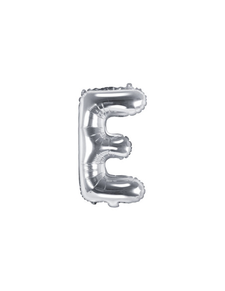 Balon foliowy Litera ''E'', 35cm, srebrny