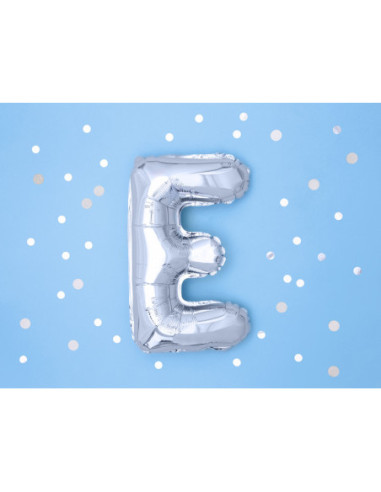 Balon foliowy Litera ''E'', 35cm, srebrny