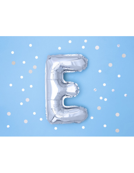 Balon foliowy Litera ''E'', 35cm, srebrny