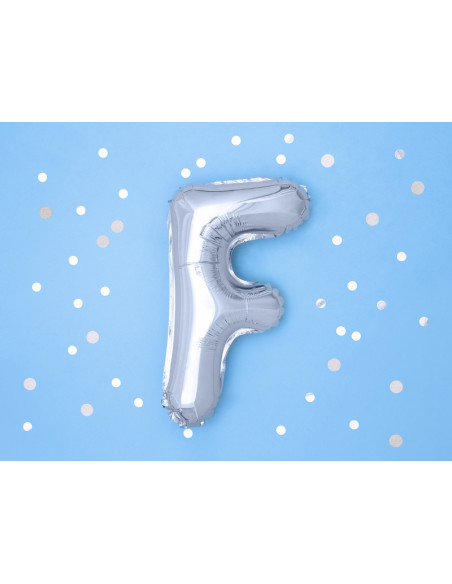 Balon foliowy Litera ''F'', 35cm, srebrny