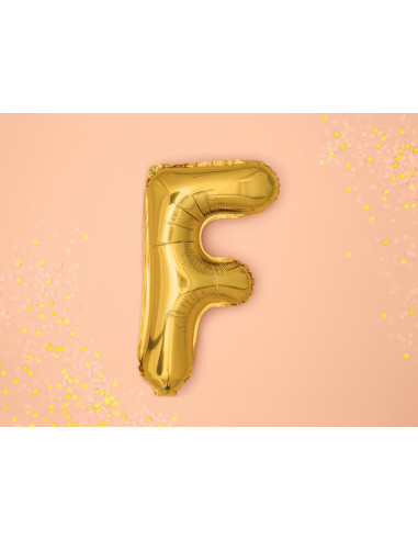Balon foliowy Litera ''F'', 35cm, złoty