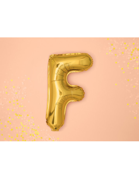 Balon foliowy Litera ''F'', 35cm, złoty