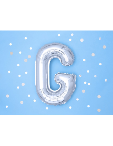 Balon foliowy Litera ''G'', 35cm, srebrny