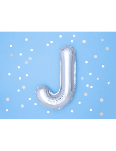 Balon foliowy Litera ''J'', 35cm, srebrny