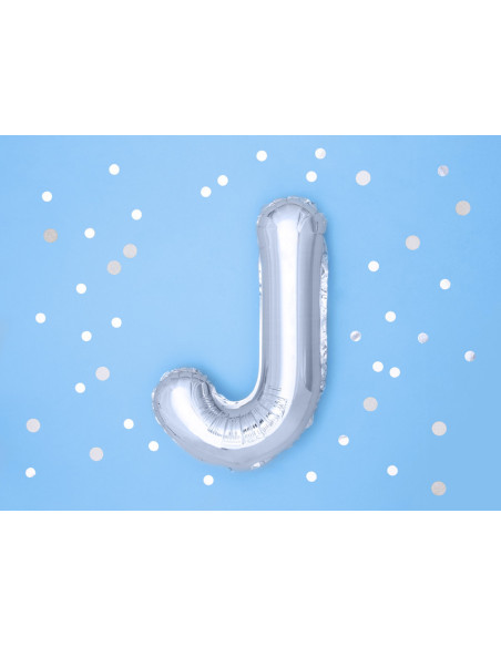 Balon foliowy Litera ''J'', 35cm, srebrny