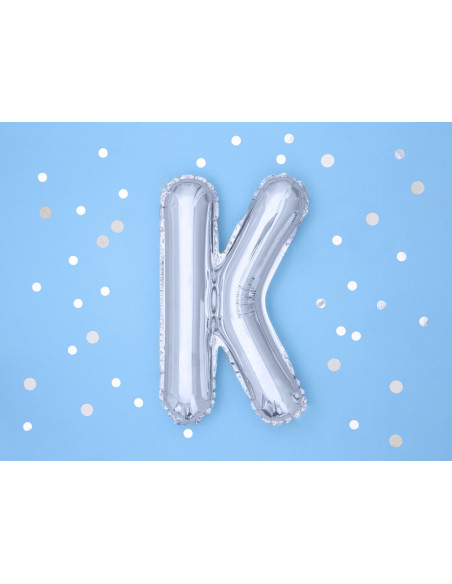 Balon foliowy Litera ''K'', 35cm, srebrny