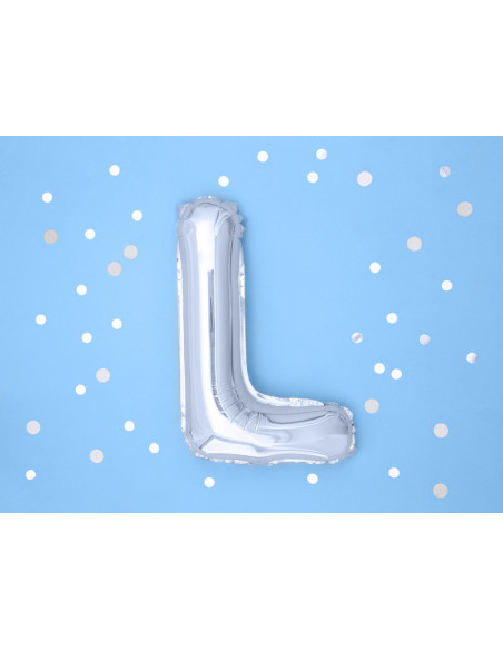 Balon foliowy Litera ''L'', 35cm, srebrny