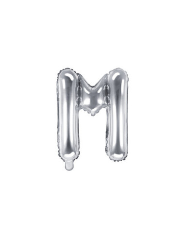 Balon foliowy Litera ''M'', 35cm, srebrny