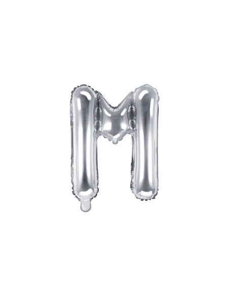 Balon foliowy Litera ''M'', 35cm, srebrny