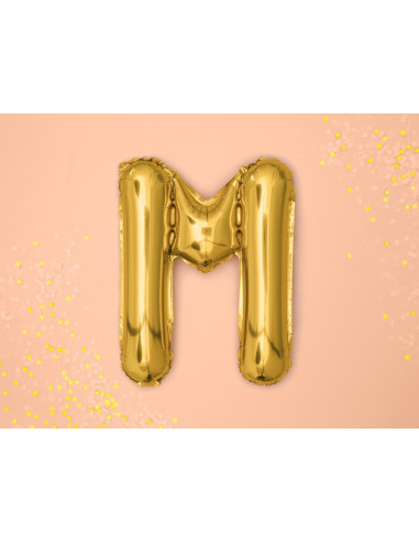 Balon foliowy Litera ''M'', 35cm, złoty