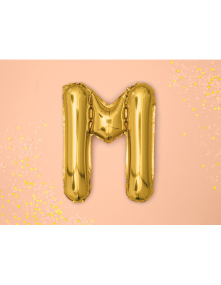 Balon foliowy Litera ''M'', 35cm, złoty