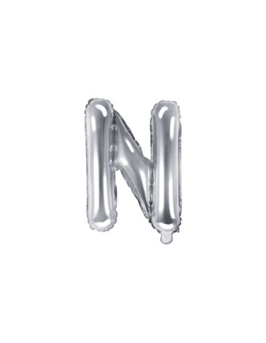 Balon foliowy Litera ''N'', 35cm, srebrny