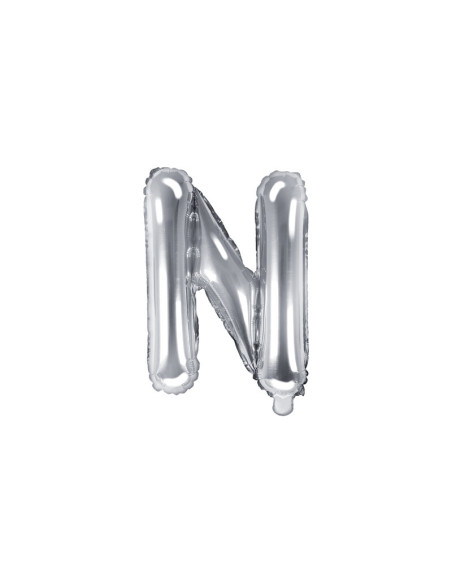 Balon foliowy Litera ''N'', 35cm, srebrny