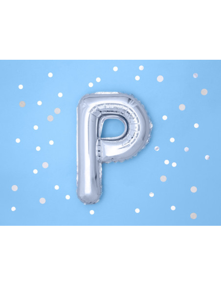 Balon foliowy Litera ''P'', 35cm, srebrny