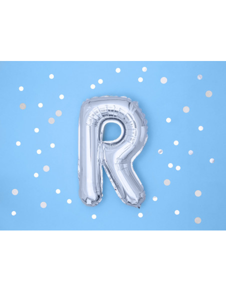 Balon foliowy Litera ''R'', 35cm, srebrny
