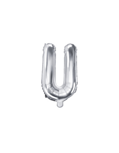 Balon foliowy Litera ''U'', 35cm, srebrny