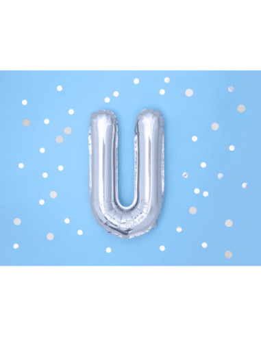 Balon foliowy Litera ''U'', 35cm, srebrny