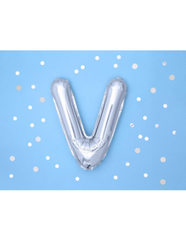 Balon foliowy Litera ''V'', 35cm, srebrny