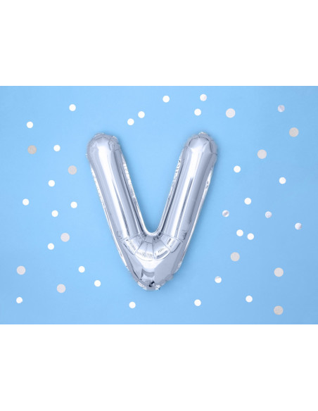 Balon foliowy Litera ''V'', 35cm, srebrny