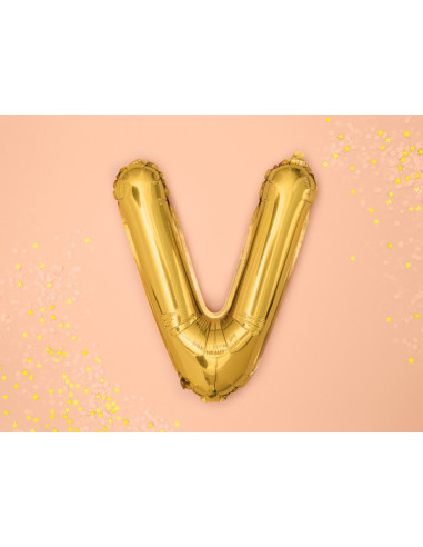 Balon foliowy Litera ''V'', 35cm, złoty