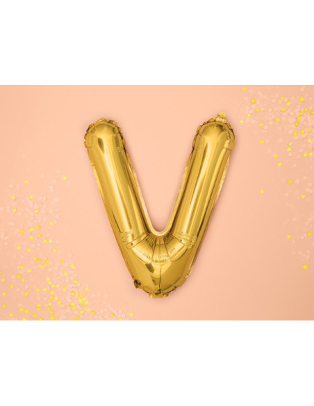 Balon foliowy Litera ''V'', 35cm, złoty