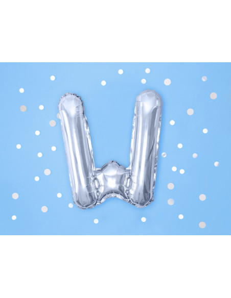 Balon foliowy Litera ''W'', 35cm, srebrny