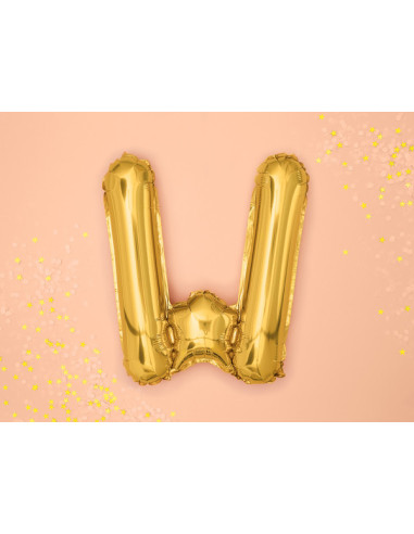 Balon foliowy Litera ''W'', 35cm, złoty