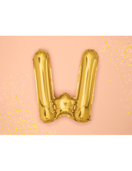 Balon foliowy Litera ''W'', 35cm, złoty