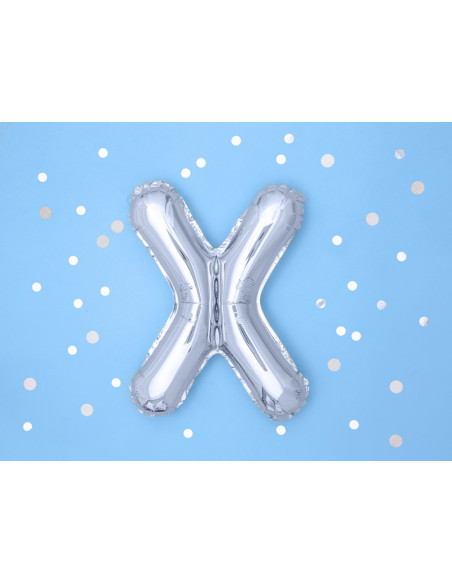 Balon foliowy Litera ''X'', 35cm, srebrny