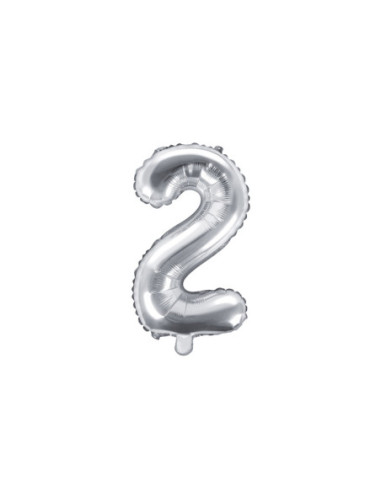 Balon foliowy Cyfra ''2'', 35cm, srebrny