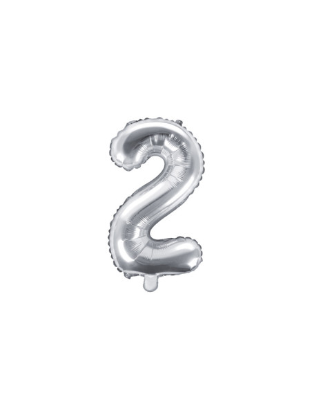 Balon foliowy Cyfra ''2'', 35cm, srebrny
