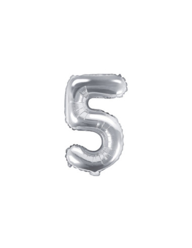Balon foliowy Cyfra ''5'', 35cm, srebrny
