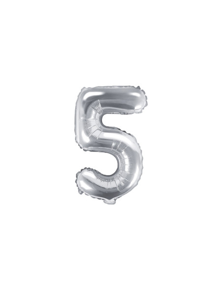 Balon foliowy Cyfra ''5'', 35cm, srebrny