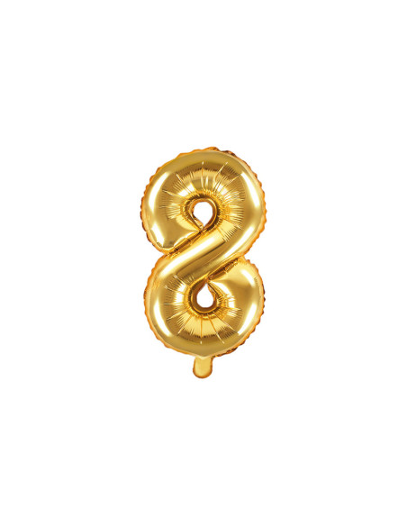 Balon foliowy Cyfra ''8'', 35cm, złoty