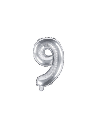 Balon foliowy Cyfra ''9'', 35cm, srebrny