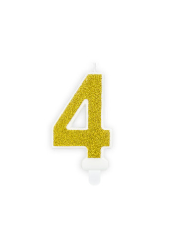 Świeczka urodzinowa Cyferka 4, złoty, 7cm