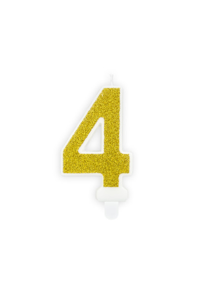 Świeczka urodzinowa Cyferka 4, złoty, 7cm