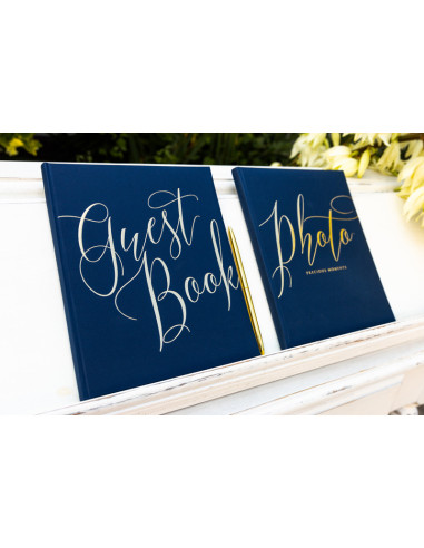Księga Gości Guest book, 20x24,5cm, granatowy, 22 kartki
