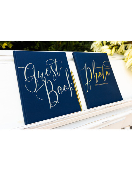 Księga Gości Guest book, 20x24,5cm, granatowy, 22 kartki