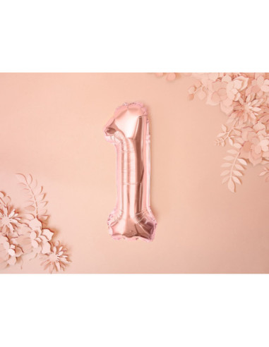 Balon foliowy Cyfra ''1'', 35cm, różowe złoto