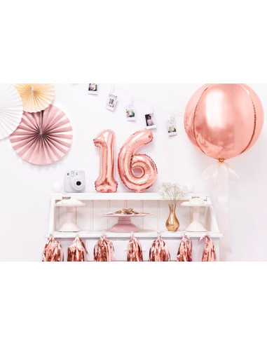 Balon foliowy Cyfra ''6'', 35cm, różowe złoto