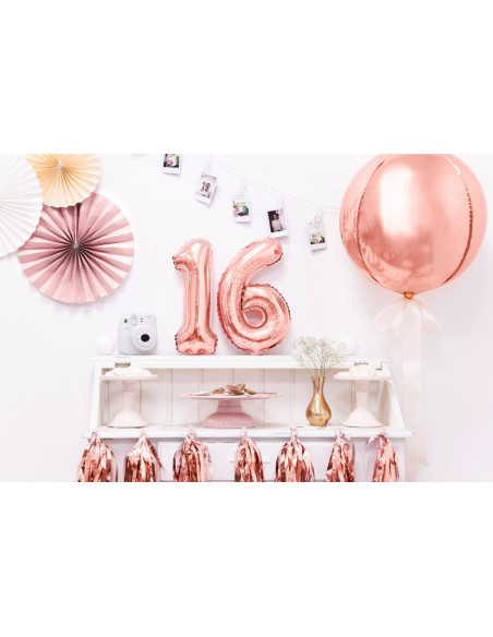 Balon foliowy Cyfra ''6'', 35cm, różowe złoto
