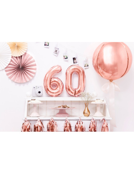 Balon foliowy Cyfra ''6'', 35cm, różowe złoto
