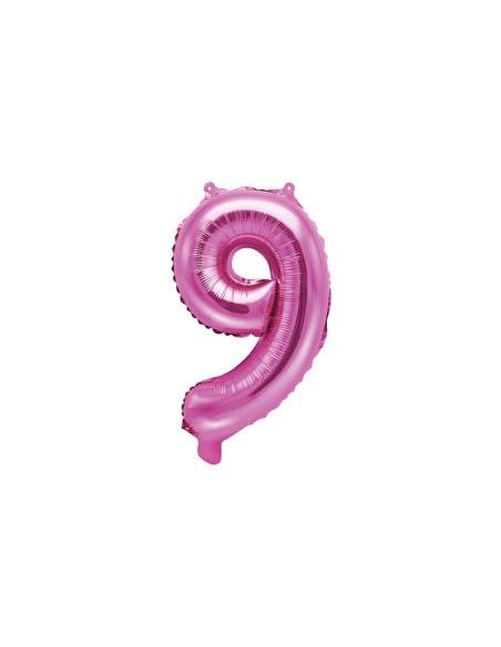 Balon foliowy Cyfra ''9'', 35cm, ciemny różowy