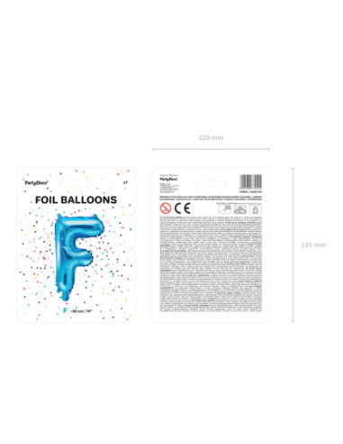 Balon foliowy Litera ''F'', 35cm, niebieski