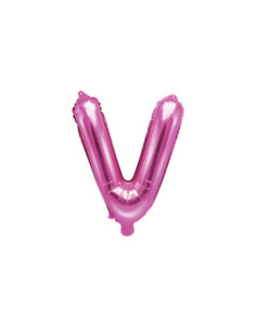 Balon foliowy Litera ''V'', 35cm, ciemny różowy
